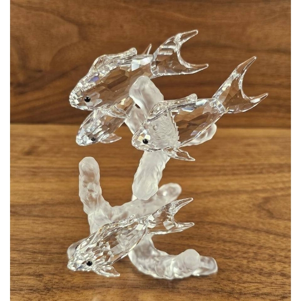 Swarovski Crystal Three Dolphins Figurine on Textured Coral Stand