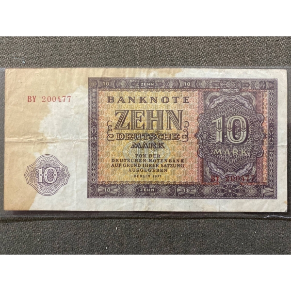 1920 Germany 10 Deutsche Mark Banknote, BY No. 2001477