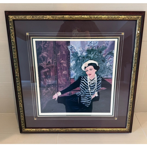 Framed Art Print By Artist Toti Lewis Colored Lithograph Titled "Chanel" 89/500