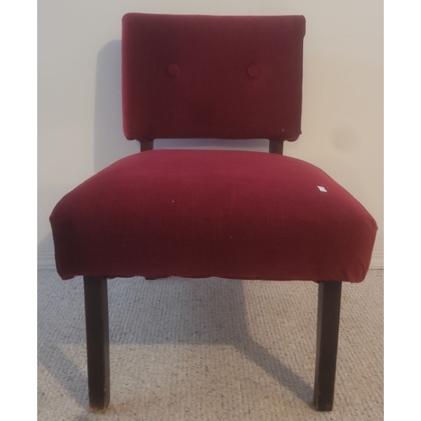 Red Velvet Accent Chair  18w x 20d x  21 tall