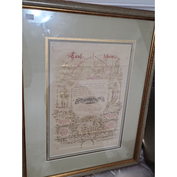 Dreieinigen Gottes (Triune God) Framed and Double Matted Print 17 1/2 w 22 h