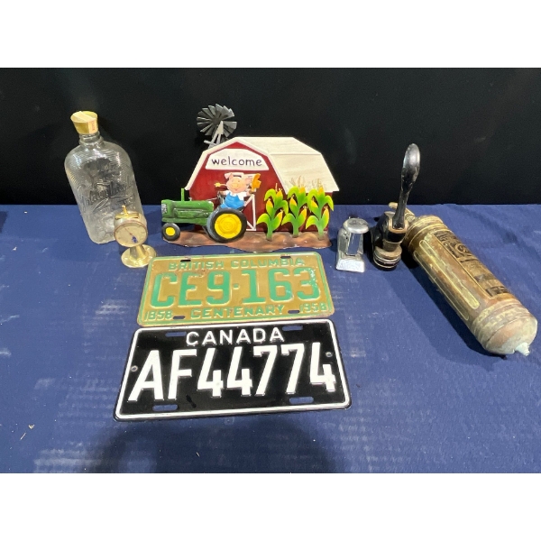 License Plates, Thermometer, and more