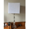 Image 2 : set of 2 Modern Silver Chrome Base Desk Reading Bedside Table Lamp with Cube Design Section & White 