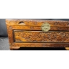 Image 2 : Vintage Hand-Carved Wooden Chest, 17 x 34.5 x 16.5 Inches, Made in Hong Kong