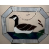 Image 2 : Stained Glass Duck Art w/ Stonewear Pottery Bowl Hand Carved Wood Birds & More