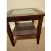 Image 1 : Small Walnut w/ Glass Insert Square End Table 21H