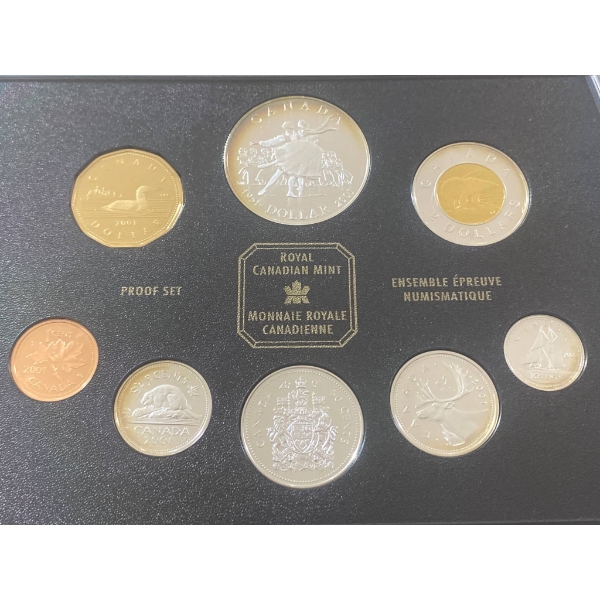 2001 Royal Canadian Mint Proof Coin Set with Commemorative Silver Dollar