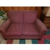 Image 1 : Vintage Maroon 2 Seater Upholstered Sofa with Wooden Legs 58 L, 33 T, 38 W