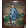 Image 2 : Boy in Blue & Young Girl in White Needlpoint Pair - 13x16 Each 