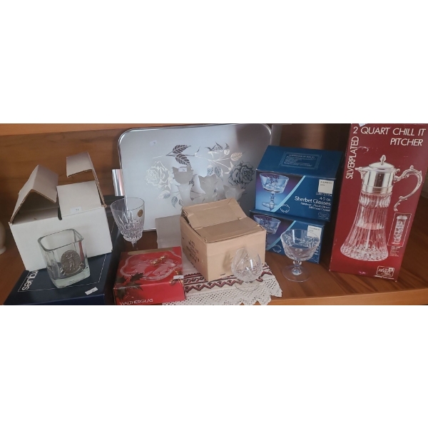 Assorted Drinkware Including: Cristal D'arques X6 Glasses, Rose Tray 21 X 12 and More!