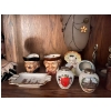 Image 2 : Collection of small face cups, little Webster, dictionary book lady statue small Mexican ashtray