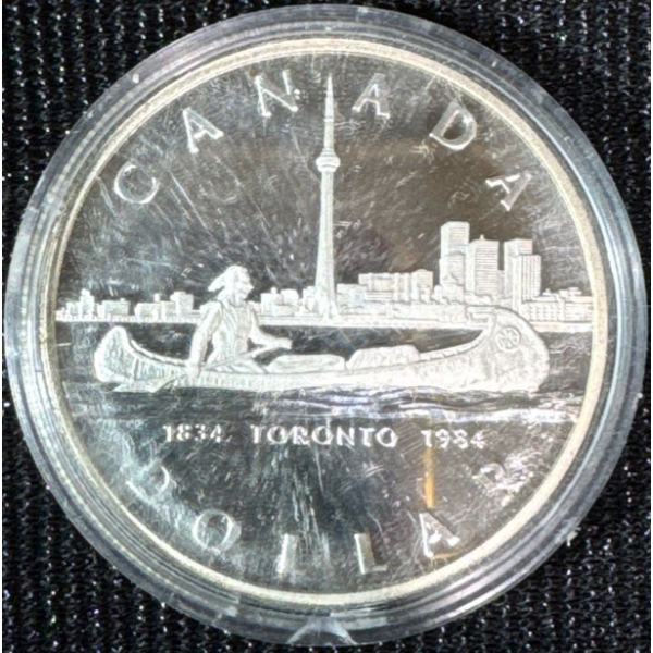 1984 Canadian Toronto Sesquicentennial Commemorative Silver Dollar Coin