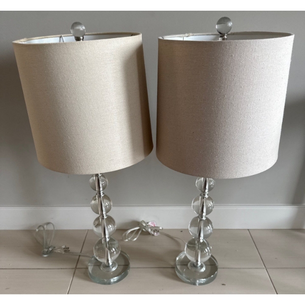 Safavieh Lighting Collection- Victoria Crystal Ball Table Lamps w/Clear Base & Drum Shade