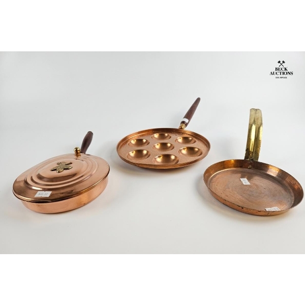 Antique And Vintage Copper Pans, 6''INCHES, 6.5''INCHES , 9''INCHES.