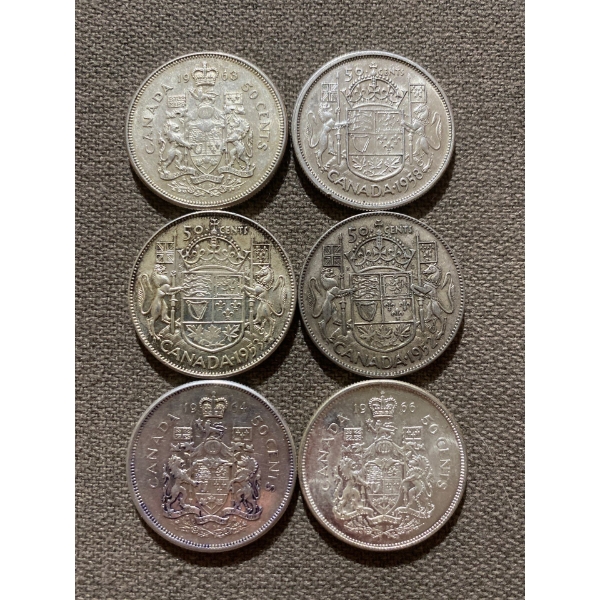 Canadian 50-cent Pieces 11.66 g Silver (.800)