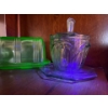 Image 3 : amazing collection of uranium glass, green sugar and creamer, honey bowl butter dish with top and se