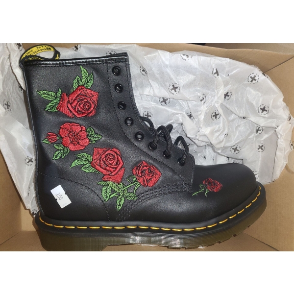 Dr. Martens Women's Size 8 Vonda Black w/ Rose Applique, Never Worn