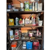Image 1 : Vintage White Rose OIL tin shelf full of different lubricants, John Deere Can & other vintage tins 