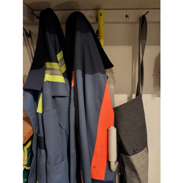 Onesie Style Men's Coveralls w/ High Visibility Stripes & Shop Apron Mens Size L