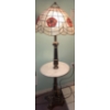 Image 1 : Tiffany Style Floor Lamp w/ Brass & Marble Pedestal Table 