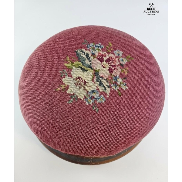 Antique Victorian Footstool Featuring A Dark Wooden 7''INCHES HEIGHT , 13''INCHES WIDTH.