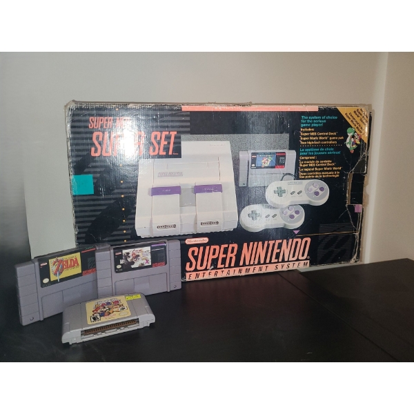 Super Nintendo Empty BOX ONLY (No Console Included) and Games: Zelda, Paper Mario, Chrono Trigger