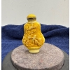 Yellow Carved Snuff Bottle with Spoon 3H