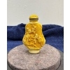Image 2 : Yellow Carved Snuff Bottle with Spoon 3H