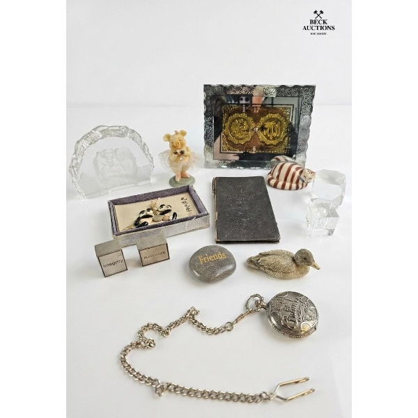 Pocket Watch With Chain  And  Collection Of Vintage Decorative Items