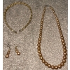 Image 1 : Vintage Brown Faux Pearls W/Matching Earrings & Pretty Headband