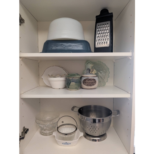 Kitchenware Including Pottery, Bowls, Grater, Colander, and Dishes