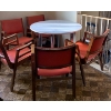 Upholstered Teak Dinner Chairs w/ White Round Table 31x35