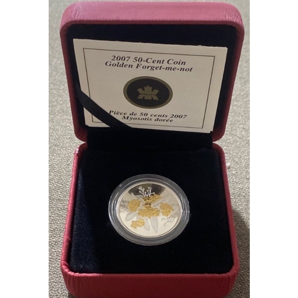 2007 50-Cent Coin Golden Forget-Me-Not 92.5% Silver 9.3 Grams