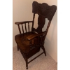 Image 2 : Antique Commode w/Carved Back & Spindle Arms-Wooden Potty For All