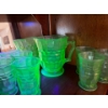 Image 1 : uranium glass juice jug and 6 tall glasses all in amazing condition green in color