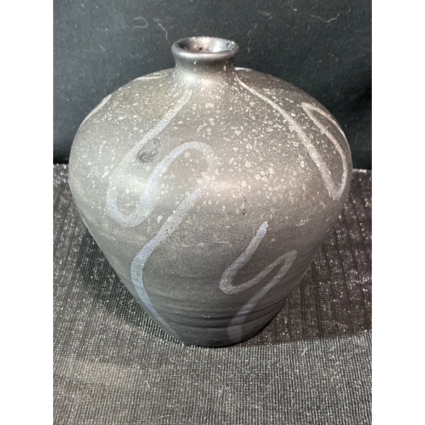 "Lorenzen" Canadian Studio Pottery Black with Swirl Pattern