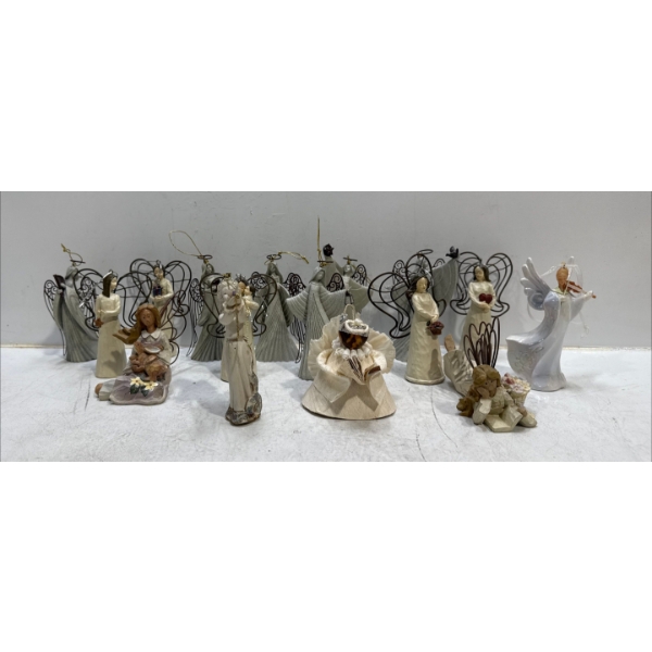 Ceramic Angels with Wire Wings, averaging 5H