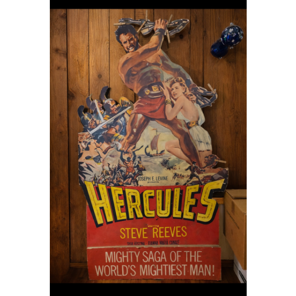 Rare Vintage Hercules Movie Poster Late 1950'S / Standee – Steve Reeves Classic illustrated artwork 