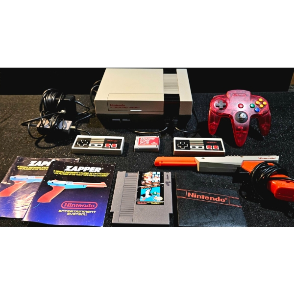 Nintendo Entertainment System Bundle with Controllers, Zapper, N64 Controller, Memory Card, and Duck