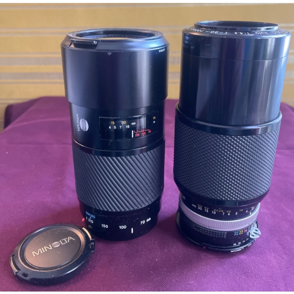 NIKON Zoom Nikkor C 1:4.5f 80-200mm 162132 & MINOLTA AF Lens 70-210mm