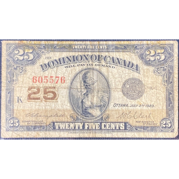 1923 Dominion of Canada 25 Cent Bill