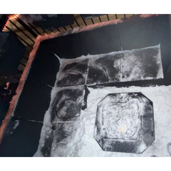 5 Piece Modular Rattan Lounge Set w/ Cushions Fire Table & Matching Planters