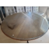 Image 1 : Table w/ Metal Base and Wood Top 48" Diameter, 29 T and 4 Vinyl Chairs w/ Metal 19 W, 165 D, 35 T