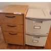 Image 1 : MDF 3 Drawer w File Cabinet 16 w, 28 h, 20 d.  Plastic 2 Drawer Filing w Key 14 1/2 w, 26 h, 18 d 