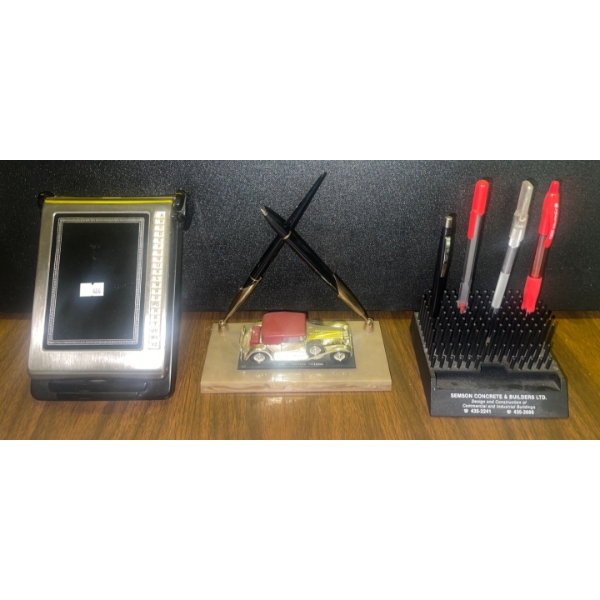 Desktop Trinkets - Antique Automobile Pen Stand, Decorative Wall Clock, Crystal Sphere & More