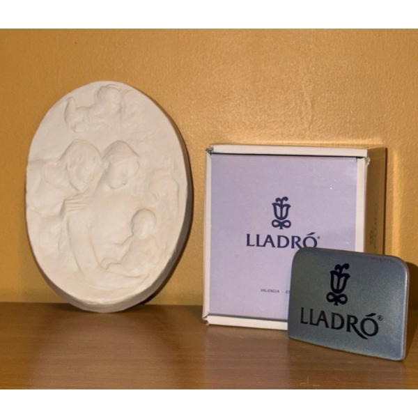 Lladro Nativity Birth Plaque 4 x 2.5 and Lladro Porcelain Brand Marker 5 x 7