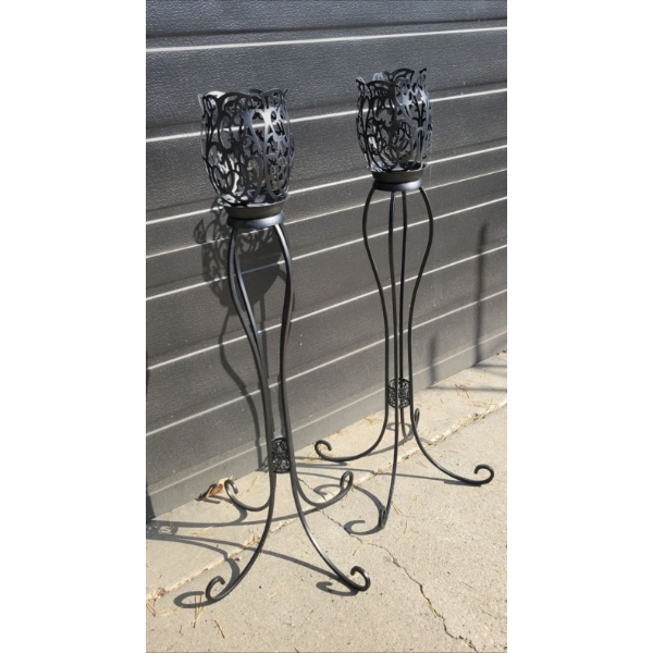 Decorative Metal Candle Stands 3 ft Tall (2)