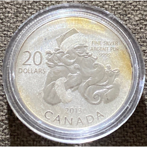 2013 Royal Canadian Mint "Santa Claus" $20 Fine Silver Coin 7.96 Grams 99.99% Silver