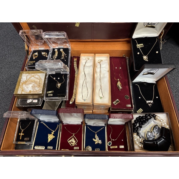Briefcase of Assorted Costume Jewellery Sets, Necklaces, Earrings, Chains, Bracelets, Keychains