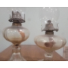 Image 2 : Two Antique Hurricane Oil Lamps  ( One Needs Repair)  Embossed Pedestal Oil Lamps  19"tall